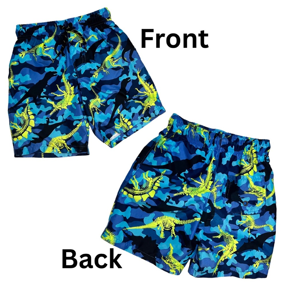 Wonder Nation Kids Children Boys Camo Dinosaur Swim Trunks Shorts size S (6/7) - Picture 2 of 8